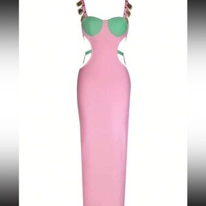 Stunning color block dress. Full length length like new. Worn once to try on.